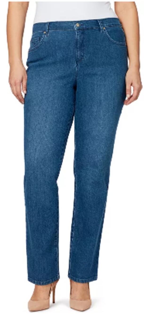 Gloria Vanderbilt Woman 8 Medium Wash "Amanda" Stretch Straight Leg Denim Jeans